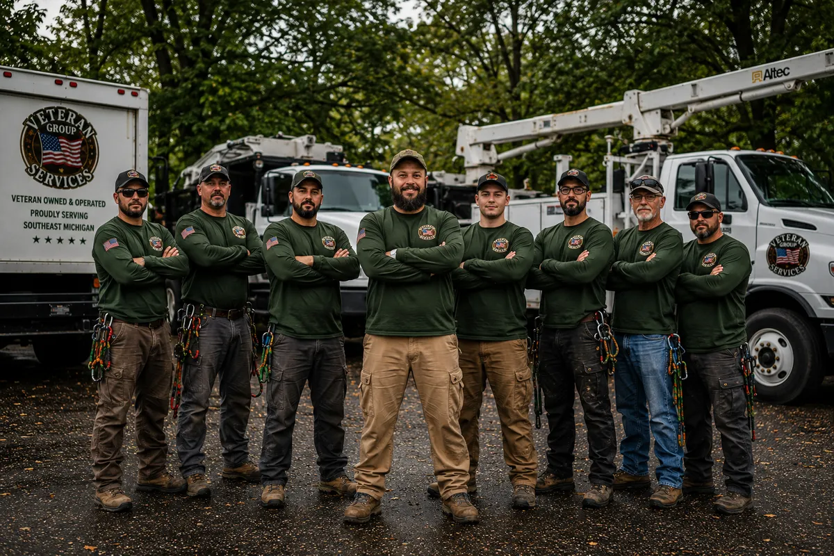 Veteran Group Services team in front of their trucks